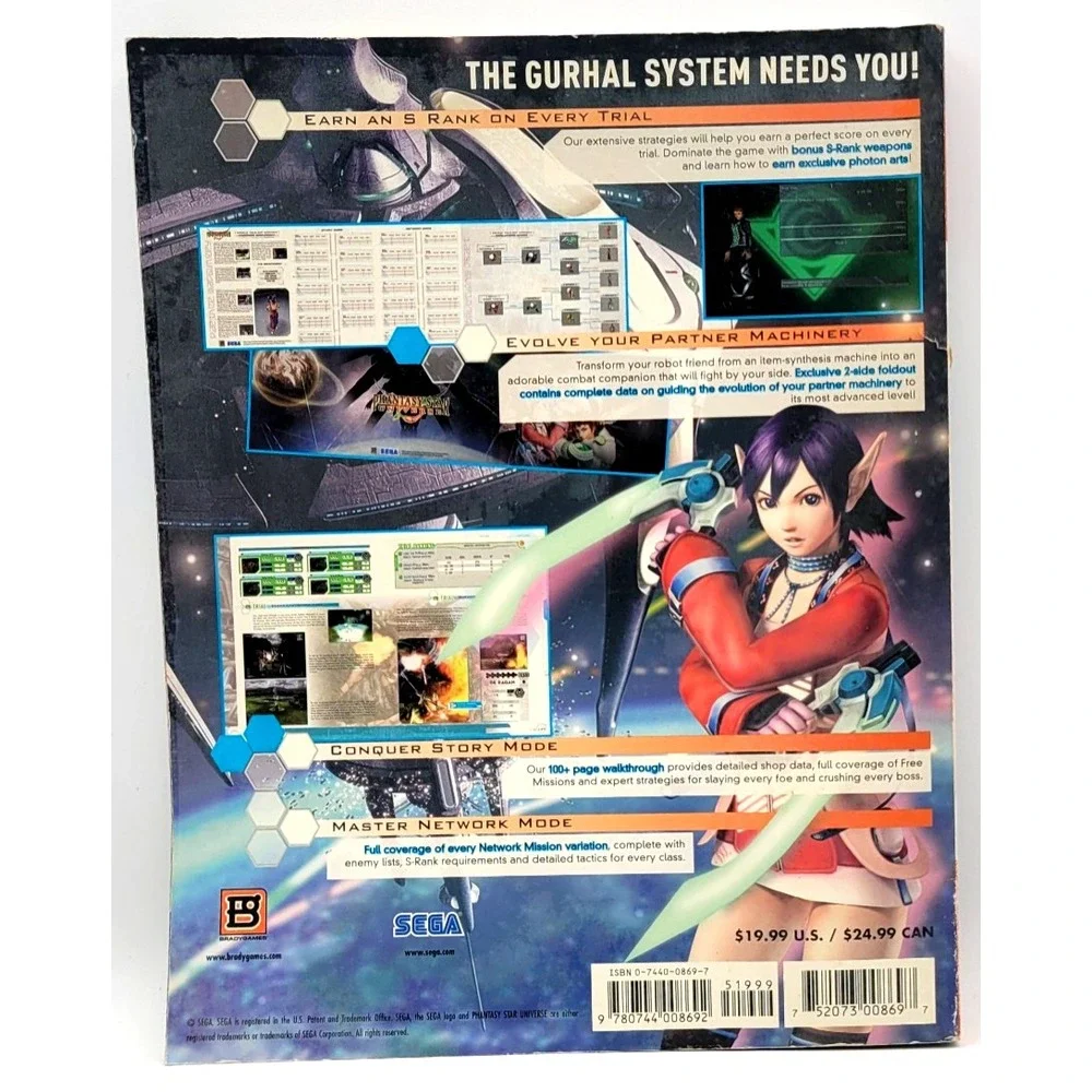 Phantasy Star Universe Brady Signature Series‎ Guide W/ Poster PS2 Xbox 360 PC